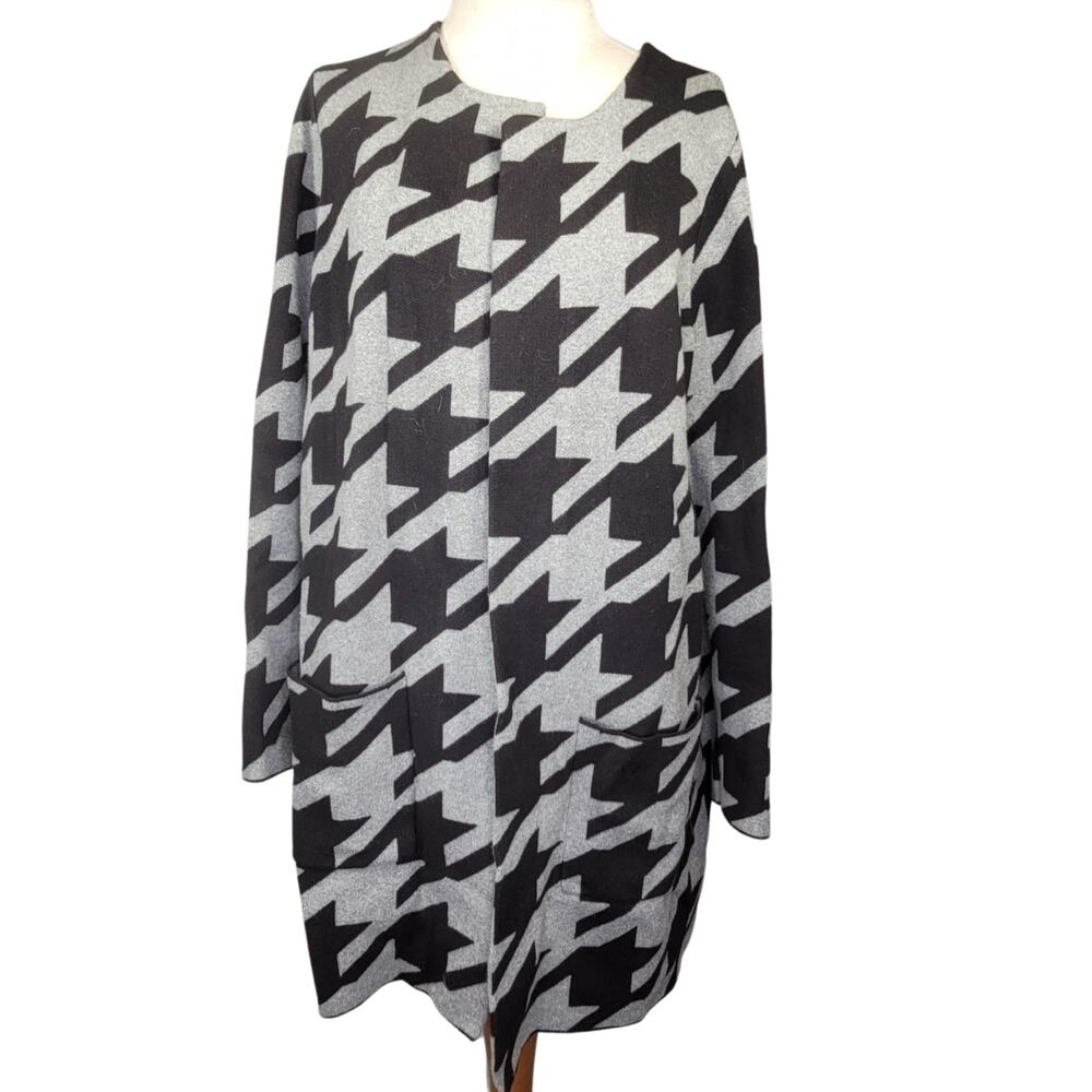 Ann Taylor Factory Petite Gray and Black Cardigan Sweater Size Large